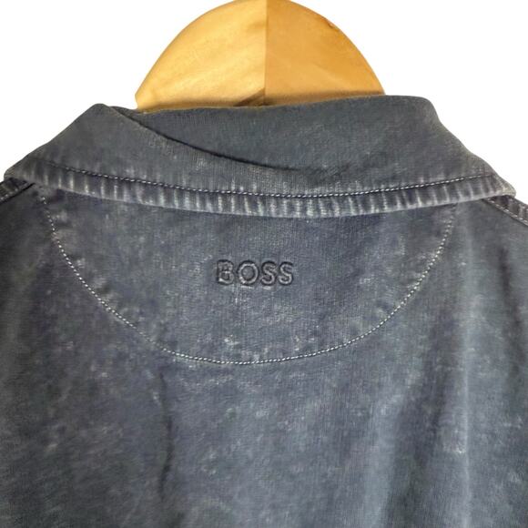 BOSS Hugo Boss Blue Zip Up Short Sleeve Utility Mini Dress Size XL - Picture 11 of 16